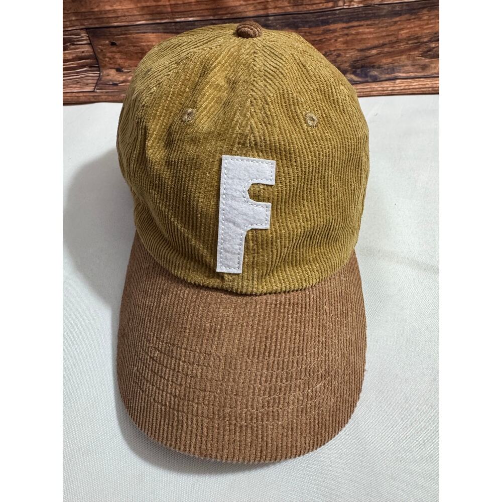 Mac Miller "Faces" Corduroy Hat Felt "F" Graphic Two-Tone Brown Six-Panel Design